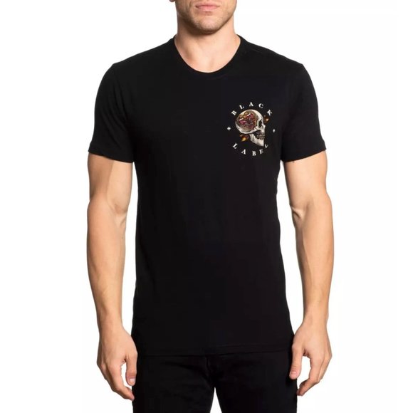 AFFLICTION Men's T-Shirt S/S DEATH FLAME TEE Black - Picture 2 of 12